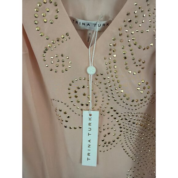 NWT Trina Turk Pink Sleeveless Embellished V-Neck Dress Size S - Picture 2 of 3